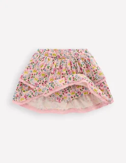 Boden Jupes & Jupes-Shorts-Jupe-short en jersey à volants Motif Spring Garden rose craie