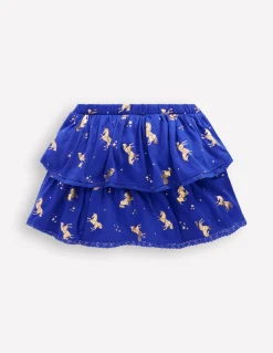 Boden Jupes & Jupes-Shorts-Jupe-short en jersey à volants Chevaux bleu saphir