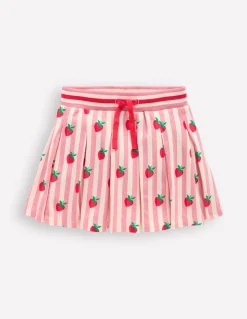 Boden Jupes & Jupes-Shorts-Jupe-short plissée en jersey Fraises rayé rose