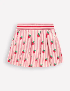 Boden Jupes & Jupes-Shorts-Jupe-short plissée en jersey Fraises rayé rose