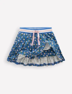 Boden Jupes & Jupes-Shorts-Jupe-short plissée en jersey Motif Garden Flower bleu geai