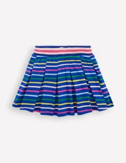 Boden Jupes & Jupes-Shorts-Jupe-short plissée en jersey Bleu Marine à Rayures Arc-en-ciel