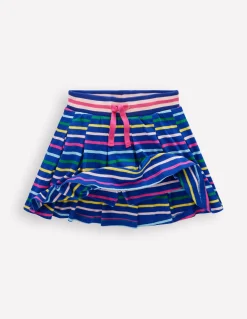 Boden Jupes & Jupes-Shorts-Jupe-short plissée en jersey Bleu Marine à Rayures Arc-en-ciel