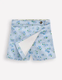 Boden Jupes & Jupes-Shorts-Jupe-short portefeuille tissée Marguerites bleu brumeux
