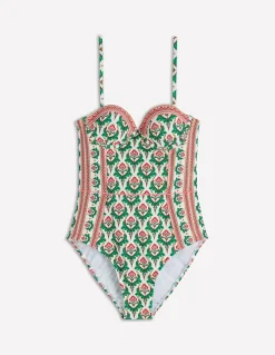 Boden Maillots De Bain-Maillot de bain à bonnets Rhodes Ivoire, motif Ornamental Stamp