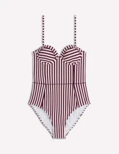 Boden Maillots De Bain-Maillot de bain à bonnets Rhodes Aronia, rayé ivoire