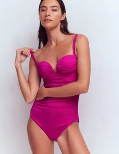 Boden Maillots De Bain-Maillot de bain à bonnets plissés Fuschia vif