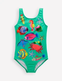 Boden Maillots & Tenues De Plage-Maillot de bain à dos échancré et appliqué Poissons bleu aigue-marine