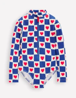 Boden Maillots & Tenues De Plage-Maillot de bain à manches longues Motif Heart Stamp geai bleu