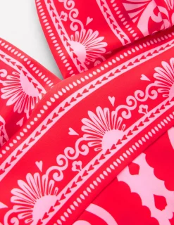 Boden Maillots De Bain-Maillot de bain col V Porto Rouge coquelicot, motif Ornamental Garden
