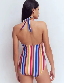 Boden Maillots De Bain-Maillot de bain dos-nu avec nœud À Rayures Multicolores