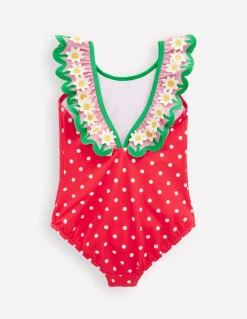 Boden Maillots & Tenues De Plage-Maillot de bain Hallie à bretelles volantées Pâquerettes rouge à pois