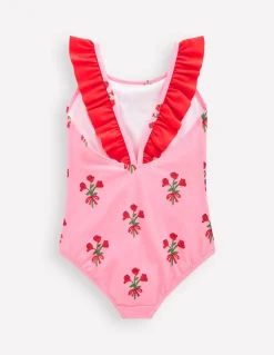 Boden Maillots & Tenues De Plage-Maillot de bain Hallie à bretelles volantées Motif Posy rose chewing-gum