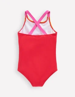 Boden Maillots & Tenues De Plage-Maillot de bain imprimé croisé dans le dos Motif Sixties Sunrise rouge cannelle