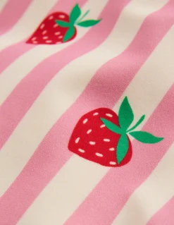 Boden Maillots & Tenues De Plage|Ensembles Assortis-Maillot de bain imprimé croisé dans le dos Rayé fraise rose