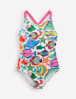 Boden Maillots & Tenues De Plage-Maillot de bain imprimé croisé dans le dos Poissons multi