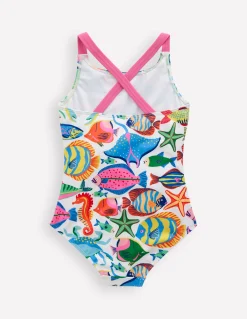 Boden Maillots & Tenues De Plage-Maillot de bain imprimé croisé dans le dos Poissons multi