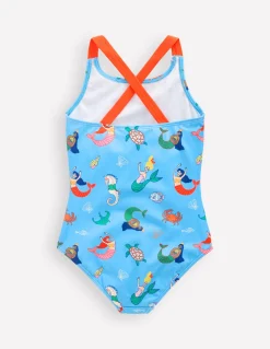 Boden Maillots & Tenues De Plage-Maillot de bain imprimé croisé dans le dos Sirènes bleu cabanon