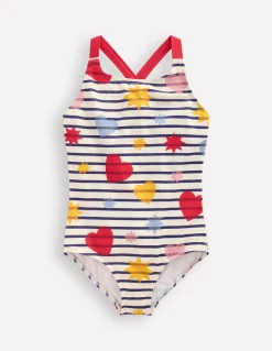 Boden Maillots & Tenues De Plage-Maillot de bain imprimé croisé dans le dos Rayé céleste multi