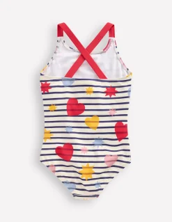 Boden Maillots & Tenues De Plage-Maillot de bain imprimé croisé dans le dos Rayé céleste multi