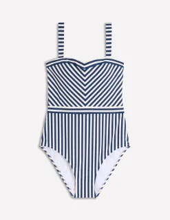 Boden Maillots De Bain-Maillot de bain épuré à encolure en cœur Bleu Marine/Ivoire
