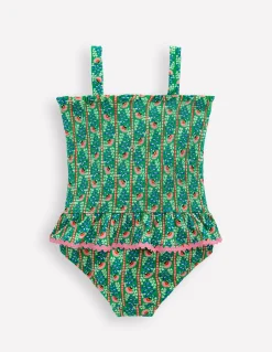 Boden Maillots & Tenues De Plage-Maillot de bain smocké à basque Motif Floral Vine vert