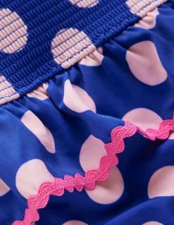 Boden Maillots & Tenues De Plage-Maillot de bain smocké à basque Pois bleu vif