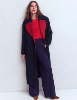 Boden Manteaux & Vestes-Manteau en laine Cocoon Bleu Marine Cœur