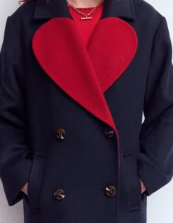 Boden Manteaux & Vestes-Manteau en laine Cocoon Bleu Marine Cœur