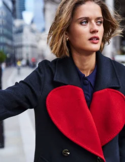 Boden Manteaux & Vestes-Manteau en laine Cocoon Bleu Marine Cœur