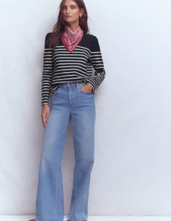 Boden Tops & T-Shirts-Marinière à épaules boutonnées Bleu Marine/Ivoire