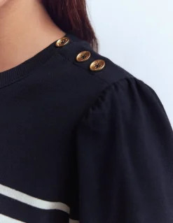 Boden Tops & T-Shirts-Marinière à épaules boutonnées Bleu Marine/Ivoire