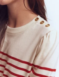 Boden Tops & T-Shirts-Marinière à épaules boutonnées Lait de coco et salsa