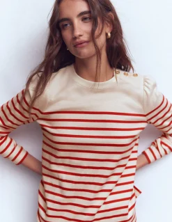 Boden Tops & T-Shirts-Marinière à épaules boutonnées Lait de coco et salsa