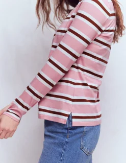 Boden Tops & T-Shirts-Marinière Olivia à manches longues Rayé rose formica et brun roux