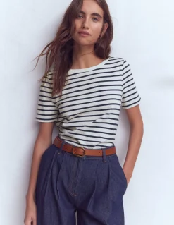 Boden Tops & T-Shirts-Marinière Olivia à manches courtes Ivoire, bleu marine