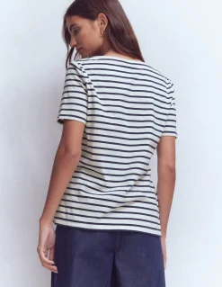 Boden Tops & T-Shirts-Marinière Olivia à manches courtes Ivoire, bleu marine