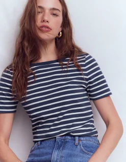 Boden Tops & T-Shirts-Marinière Olivia à manches courtes Bleu marine, ivoire