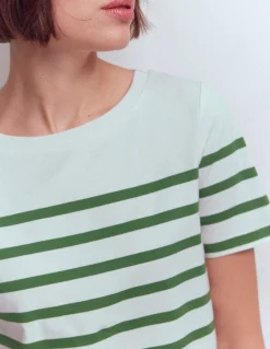 Boden Tops & T-Shirts-Marinière Olivia à manches courtes Rayé fairway et ivoire