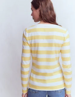 Boden Tops & T-Shirts-Marinière Olivia à manches longues Rayé citron sombre et ivoire