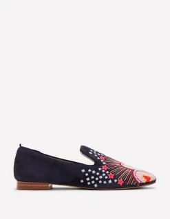Boden Mocassins|Chaussures Plates-Mocassins façon chaussons Bleu marine