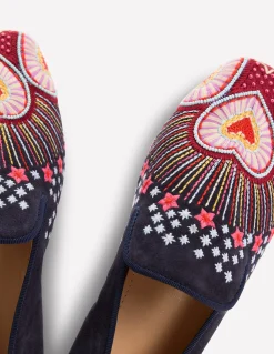 Boden Mocassins|Chaussures Plates-Mocassins façon chaussons Bleu marine