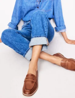 Boden Tenues De Travail|Chaussures Plates-Mocassins Nya Cuir fauve bruni