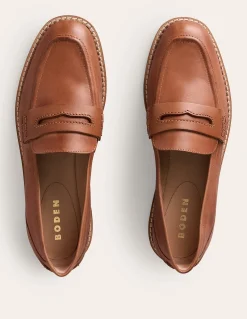 Boden Tenues De Travail|Chaussures Plates-Mocassins Nya Cuir fauve bruni