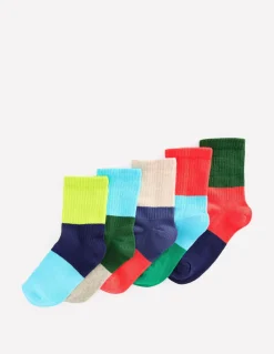 Boden Chaussettes & Sous-Vêtements-5 paires de chaussettes côtelées garçon Colourblock