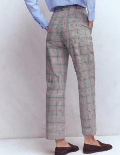 Boden Pantalons-Pantalon ajusté Canonbury Carreaux vert, rose et marron