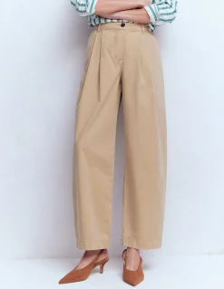 Boden Pantalons-Pantalon ample plissé Gris Pierre