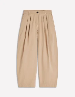 Boden Pantalons-Pantalon ample plissé Gris Pierre