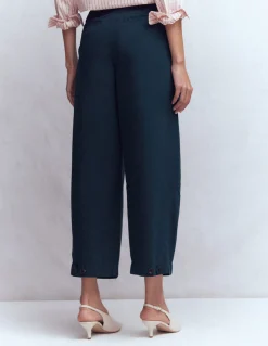 Boden Pantalons-Pantalon ample plissé Bleu marine