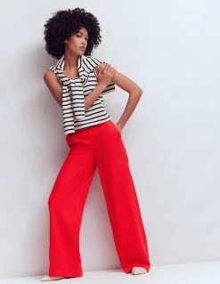 Boden Tenues De Travail|Pantalons-Pantalon Belgravia en lin Rouge coquelicot